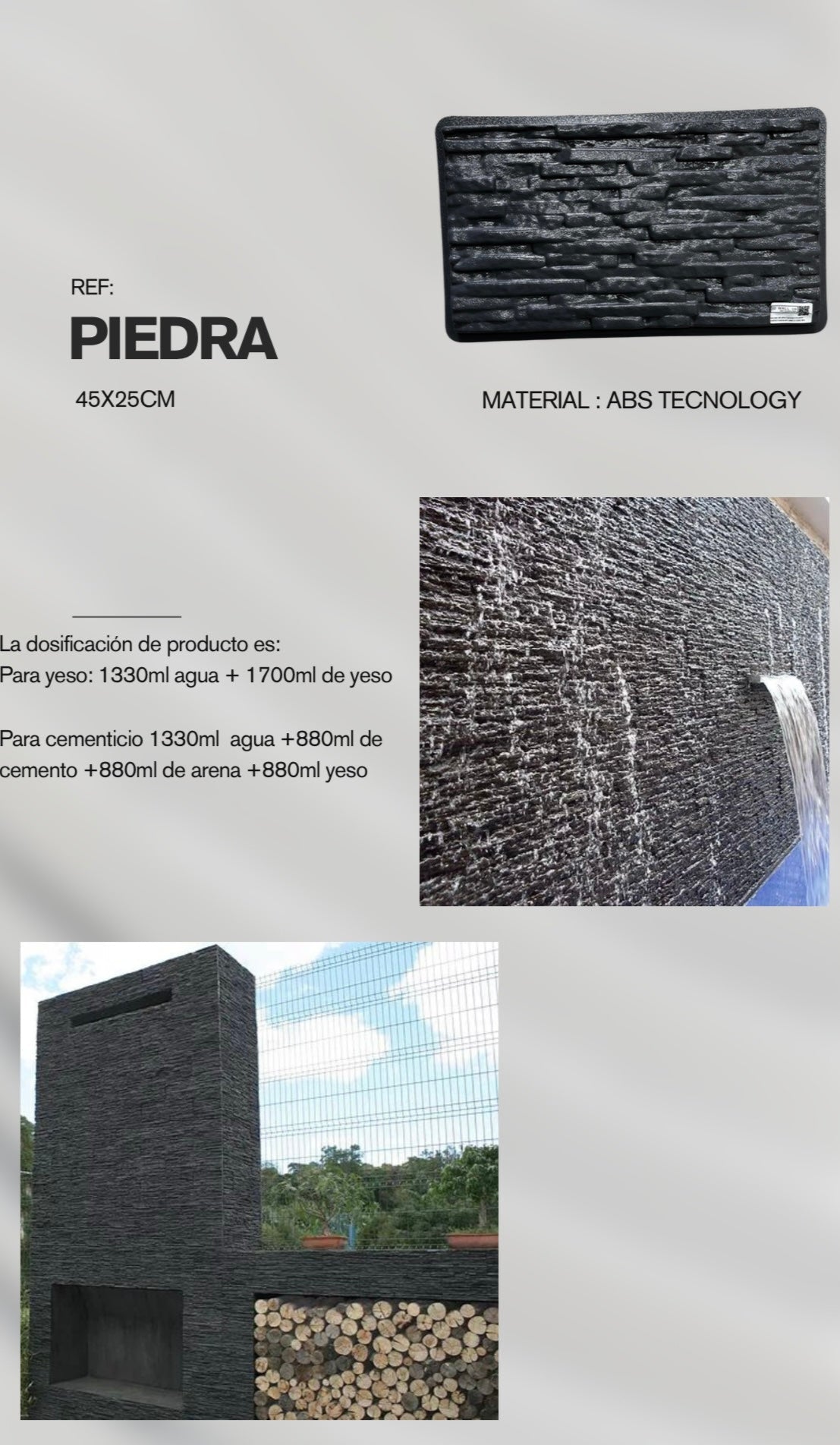 Molde ref : PIEDRA DE 45X25cm en ABS hasta 700 copias
