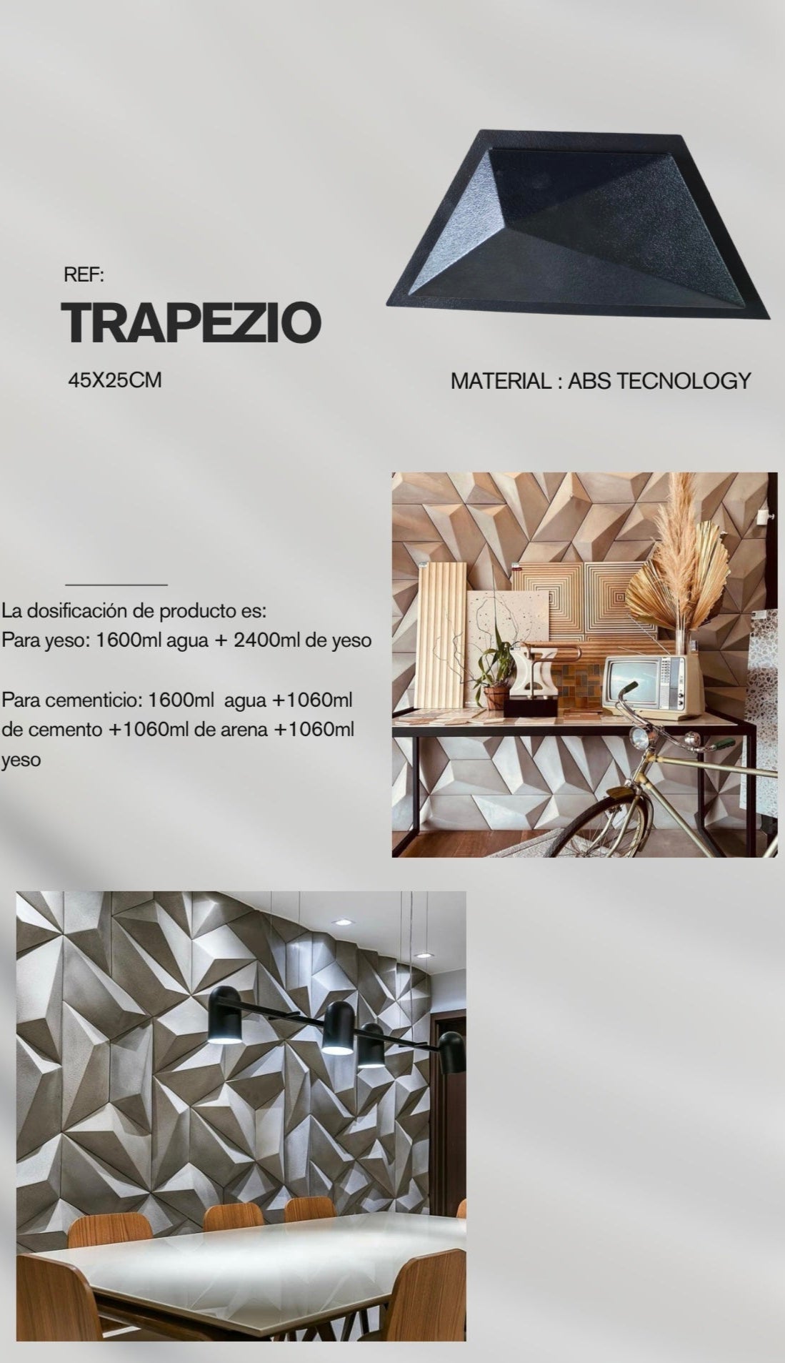 Molde ref: Trapecio de 45x25cm en ABS hasta 700 copias