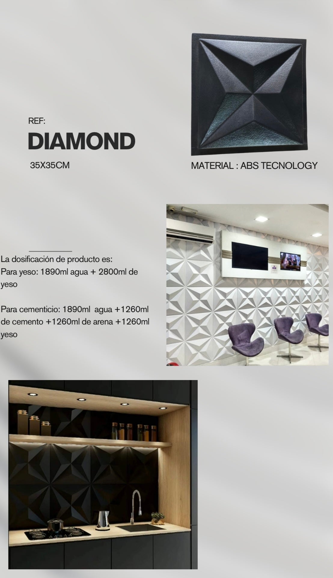 Molde ref: Diamond de 35x35cm en ABS hasta 700 copias