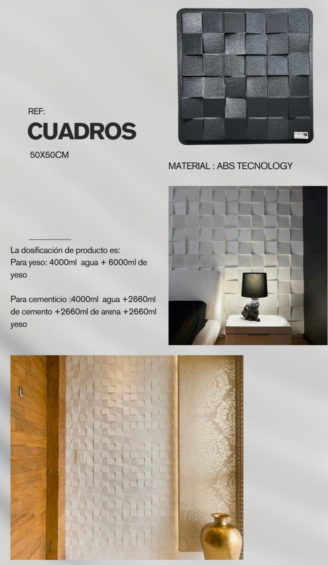 Molde ref: Cuadros de 50x50cm en ABS hasta 800 copias (200m2)