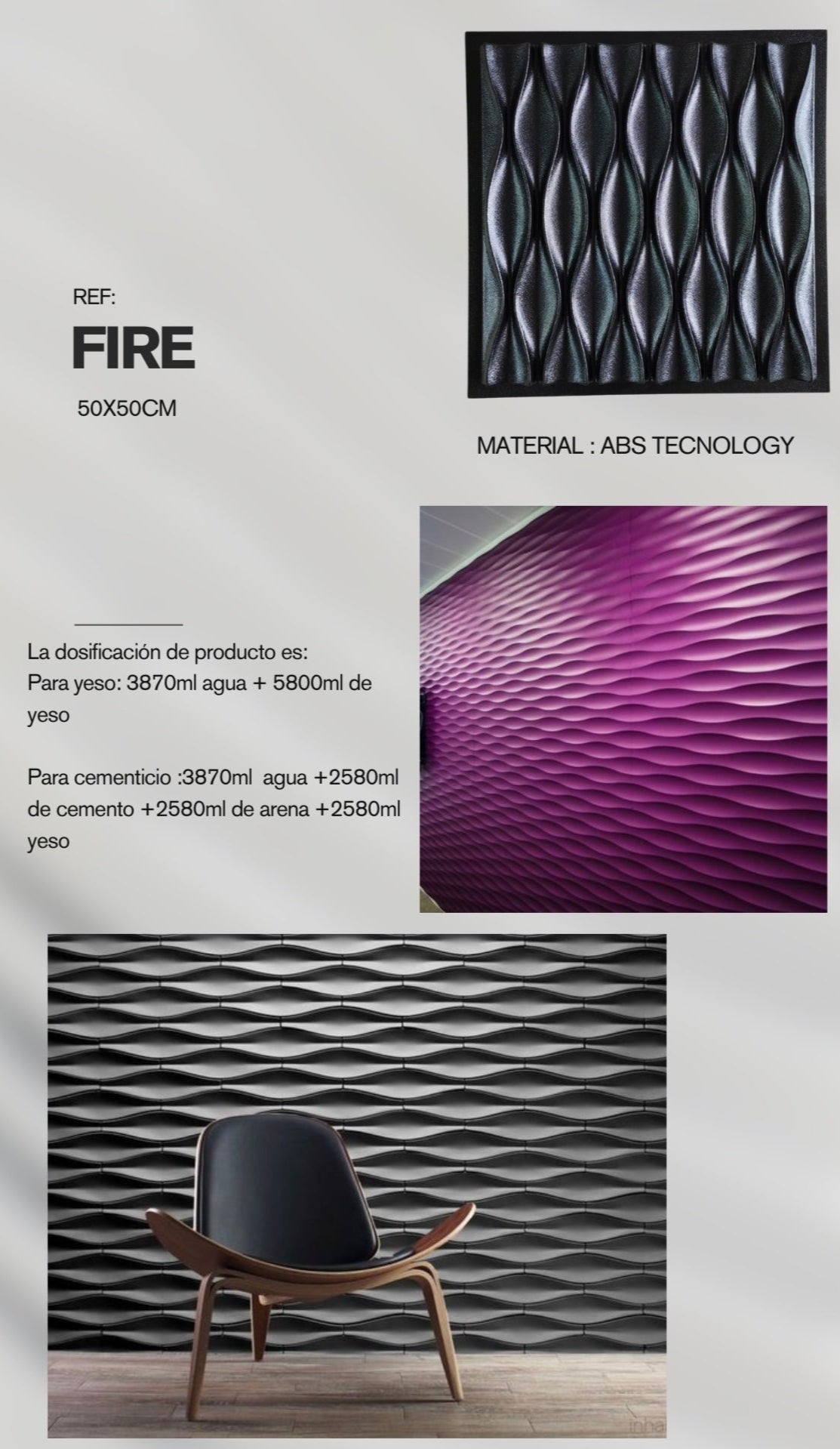 Molde ref: Fire de 50x50cm en ABS hasta 800 copias (200m2)