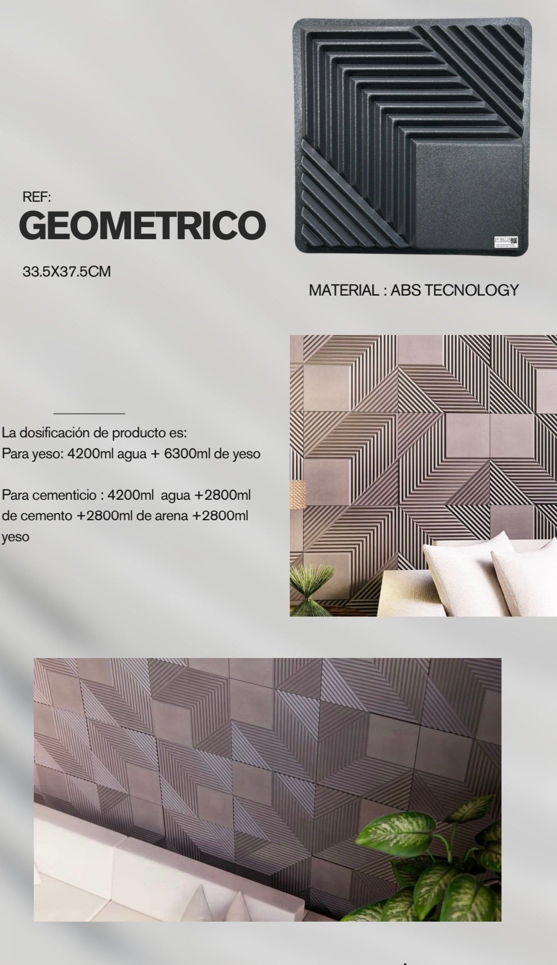 Molde ref: Geométrico de 50x50cm en ABS hasta 800 copias (200m2)