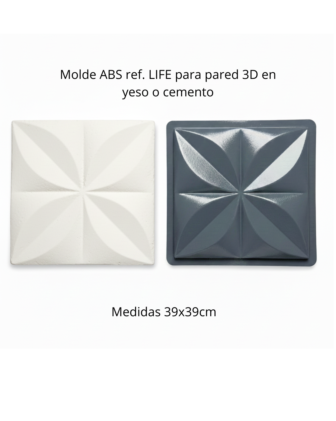 Molde ABS ref: LIFE  de 39x39cm para pared 3 d en yeso o concreto