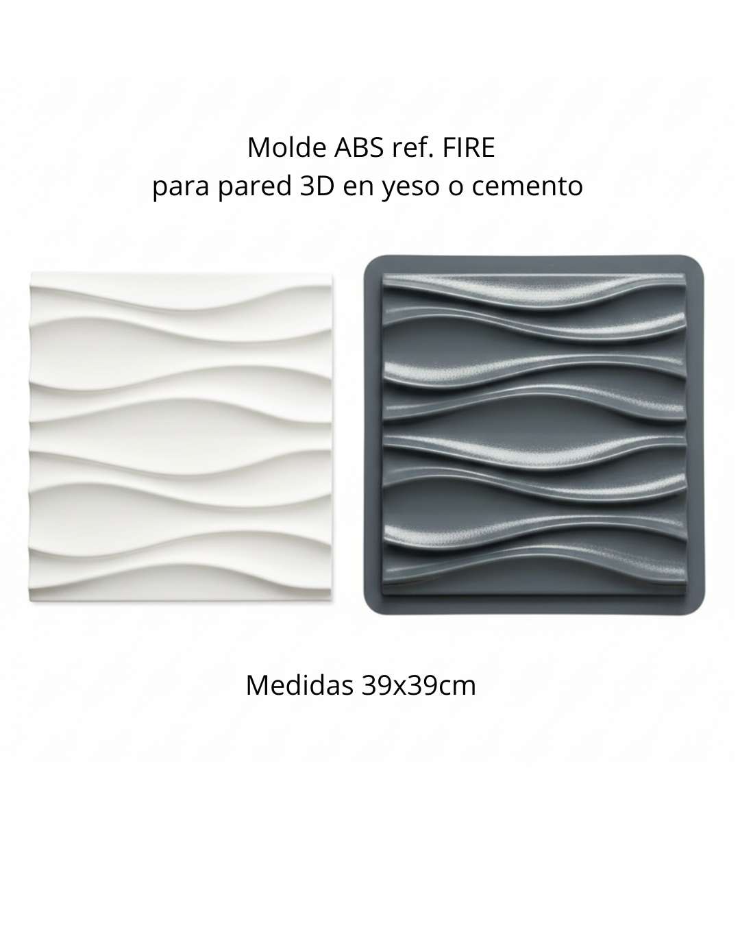Molde en ABS ref. FIRE DE 39X39cm para fabricar pared 3D en yeso o Concreto
