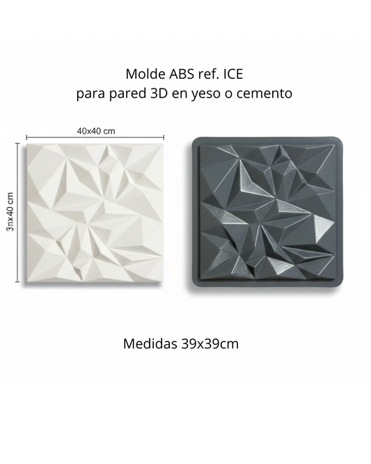 Molde ref. ICE DE 39X39cm en ABS para fabricar pared 3D en yeso o concreto