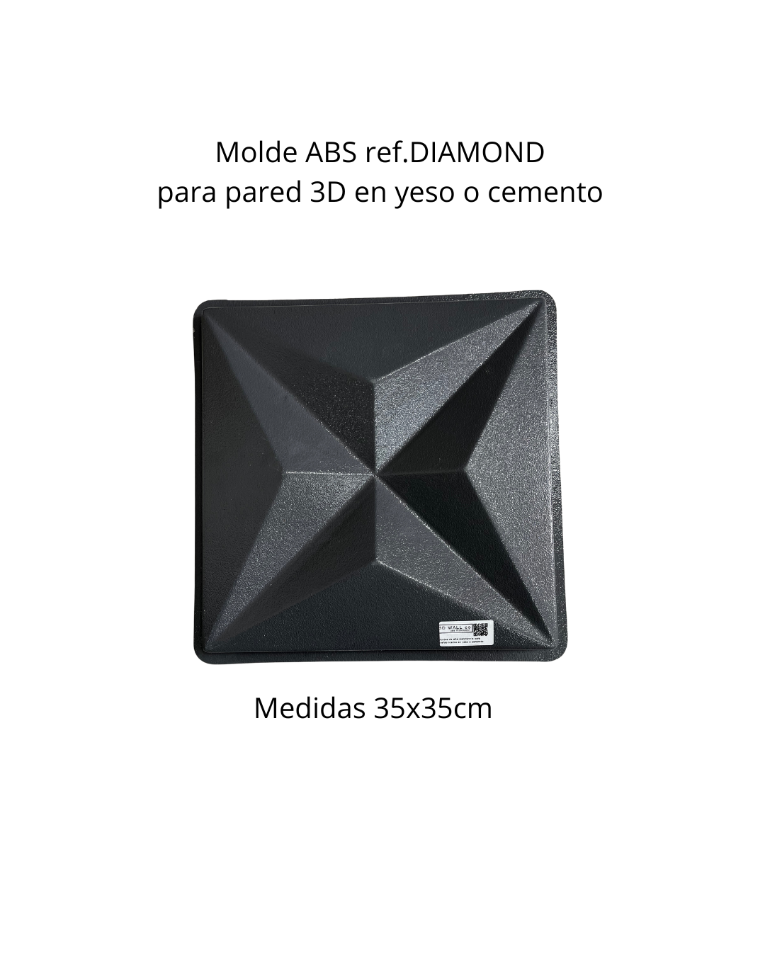 Molde ref. DIAMOND DE 35X35cm en ABS para fabricar pared 3D en yeso o concreto