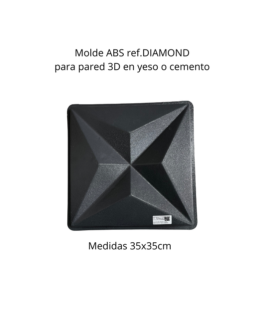 Molde ref. DIAMOND DE 35X35cm en ABS para fabricar pared 3D en yeso o concreto