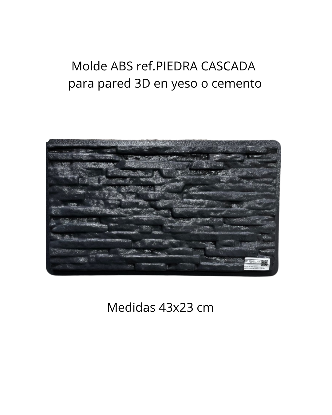 Molde ref. PUEDRA CASCADA de 43x23 cm en ABS para fabricar pared 3D en yeso o concreto