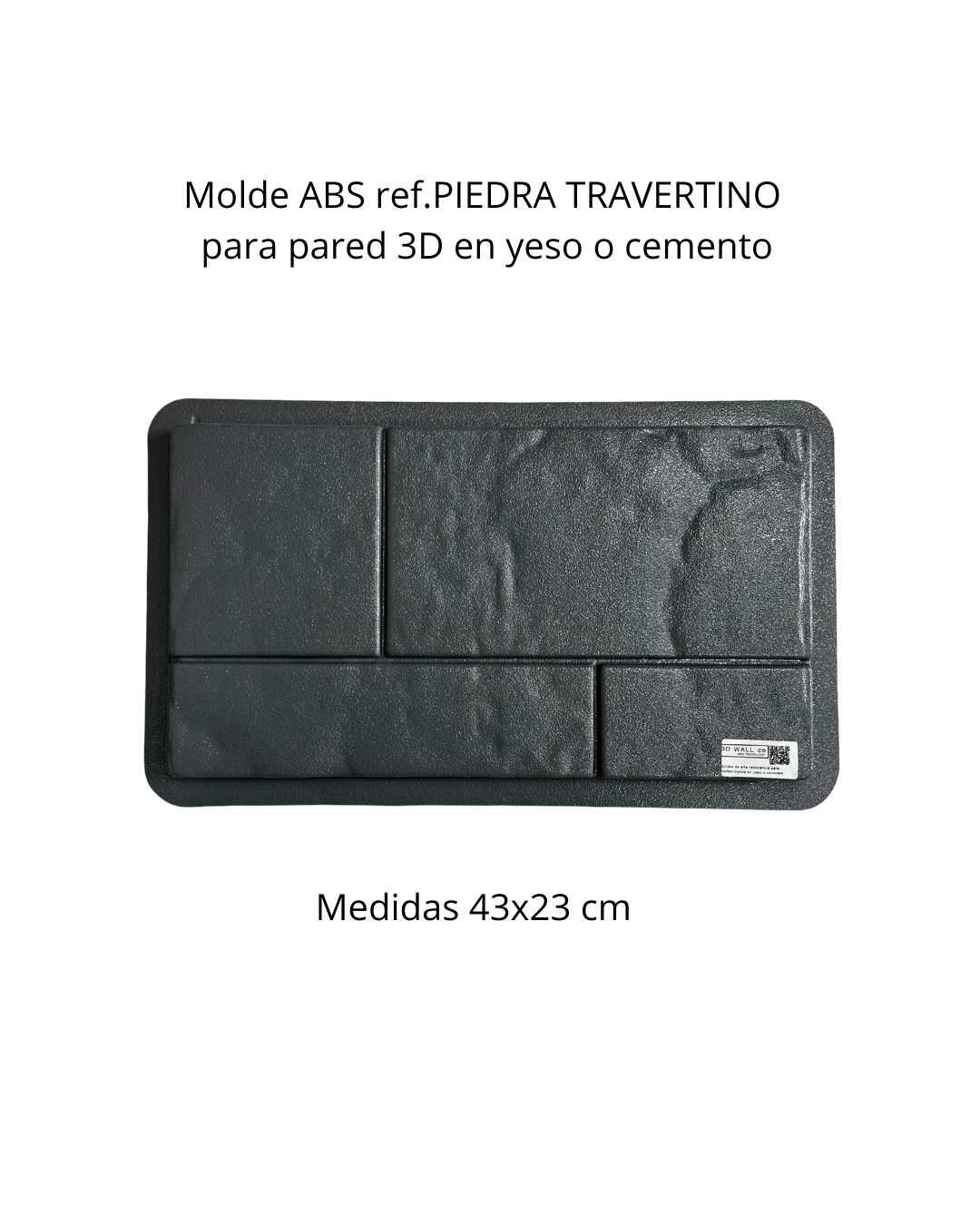 Molde ref. Travertino en ABS de 43x23 cm para fabricar pared 3D en yeso o concreto