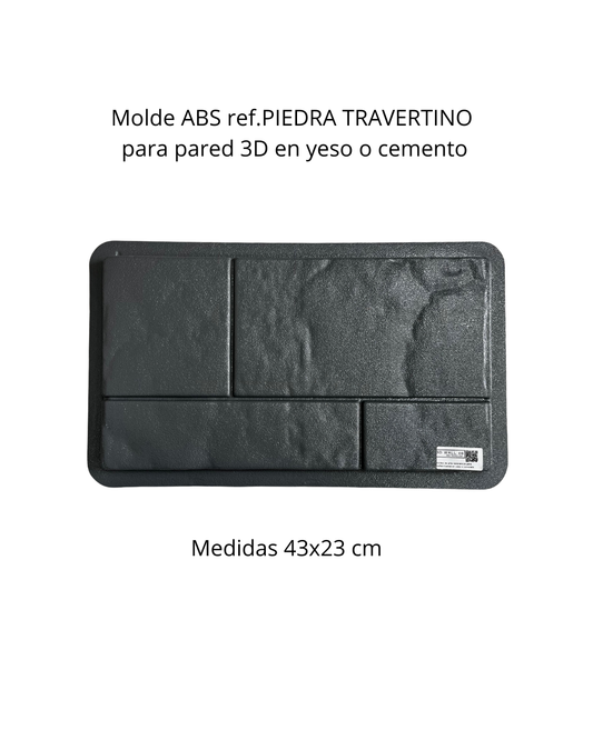Molde ref. Travertino en ABS de 43x23 cm para fabricar pared 3D en yeso o concreto