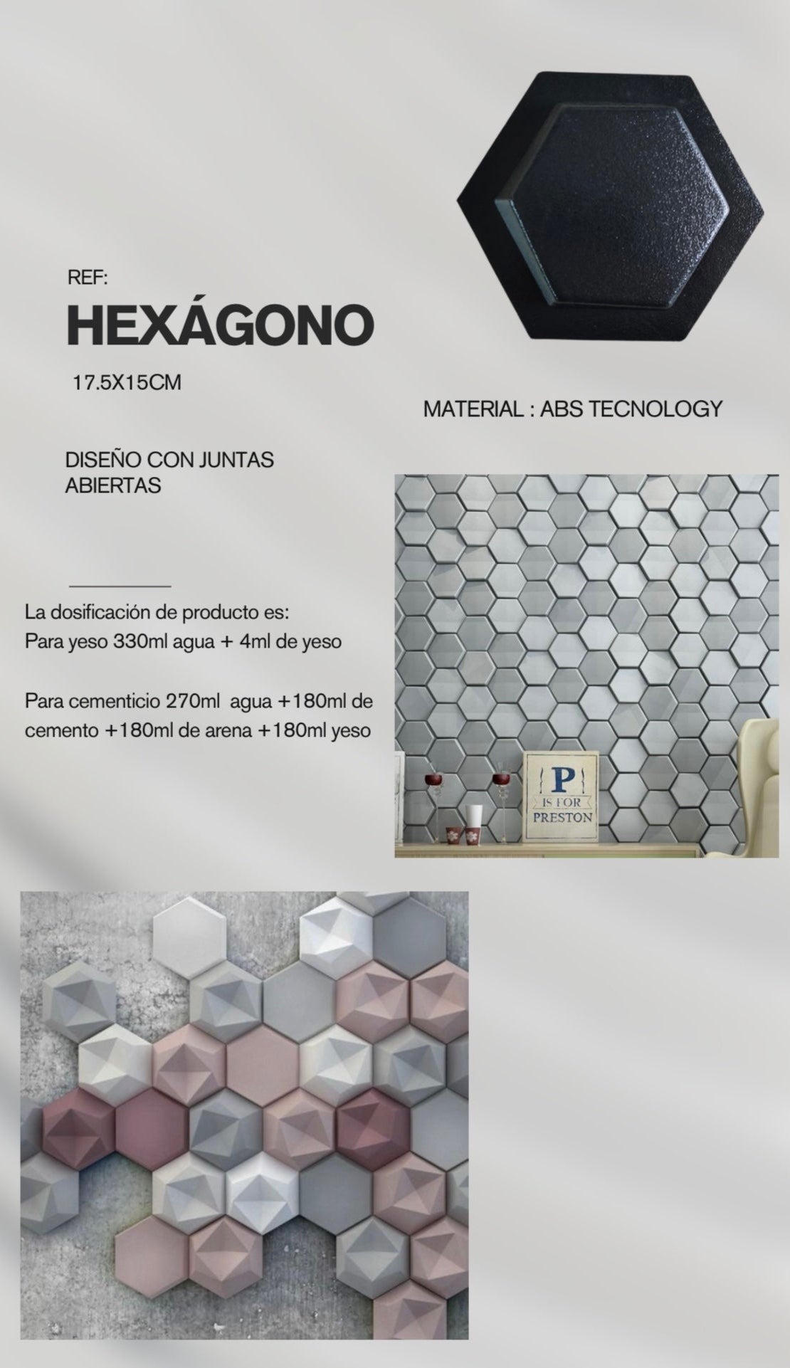 Molde referencia hexágono de 17x15cm hasta 500 copias
