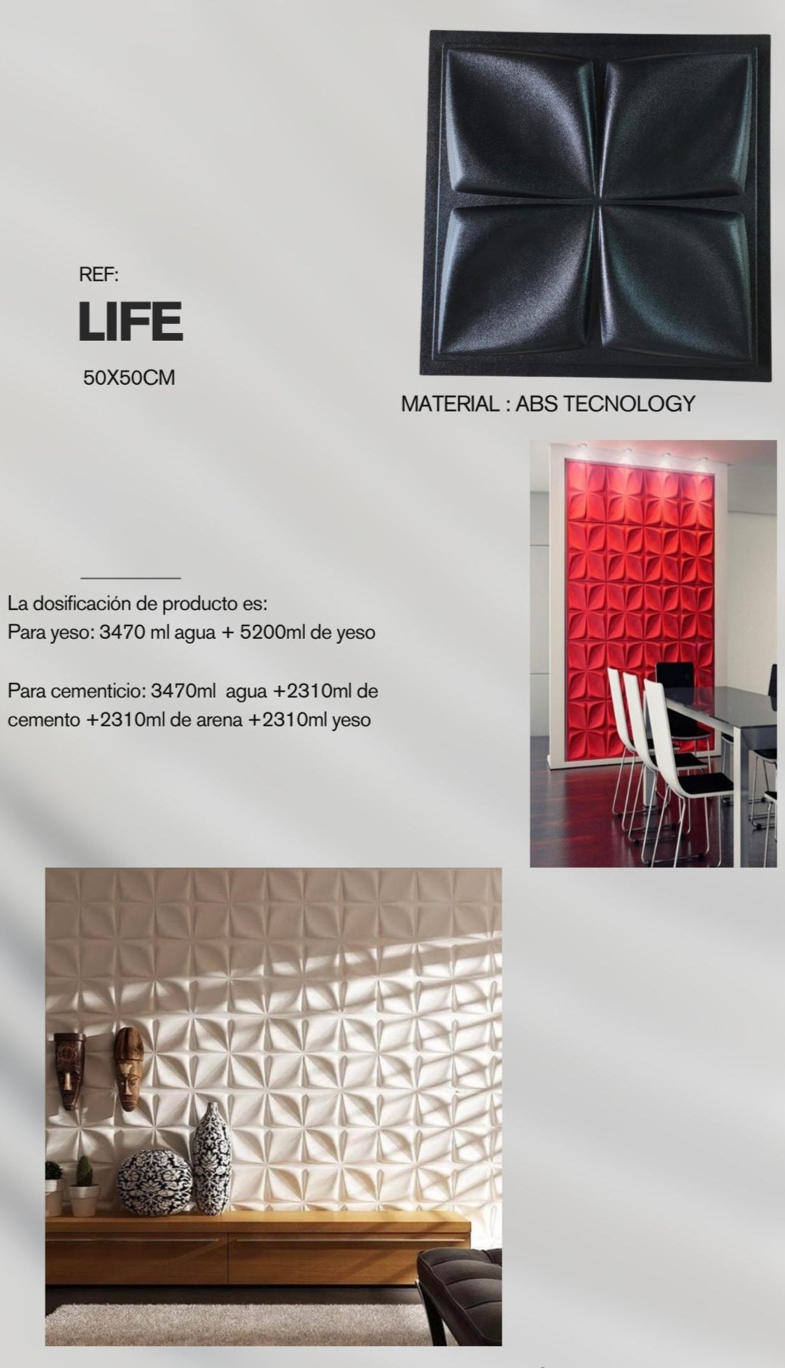 Molde ref: Life de 50x50cm hasta 800 copias (200m2)de fabricación
