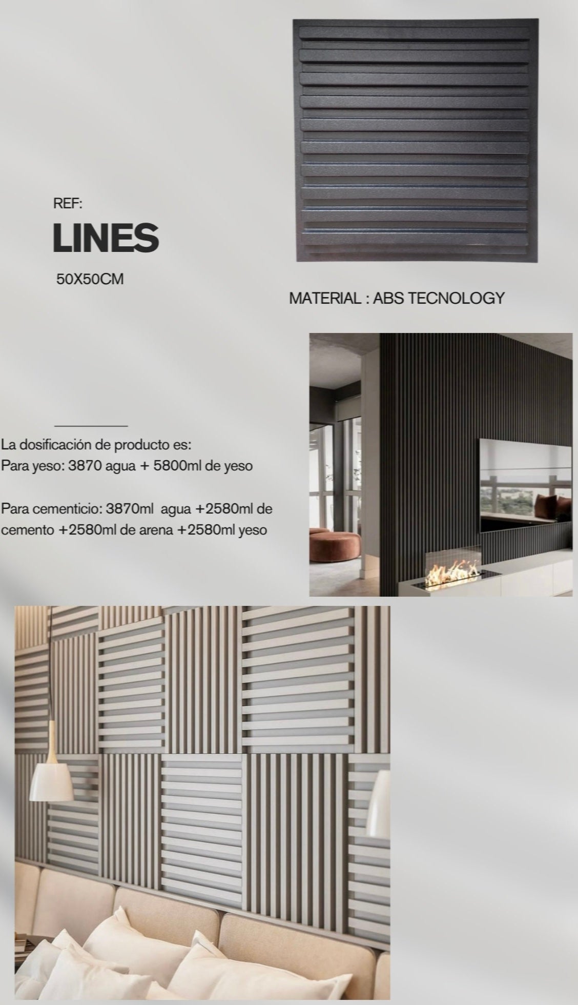 Molde ref: Lineas de 50x50cm en ABS hasta 800 copias (200m2)