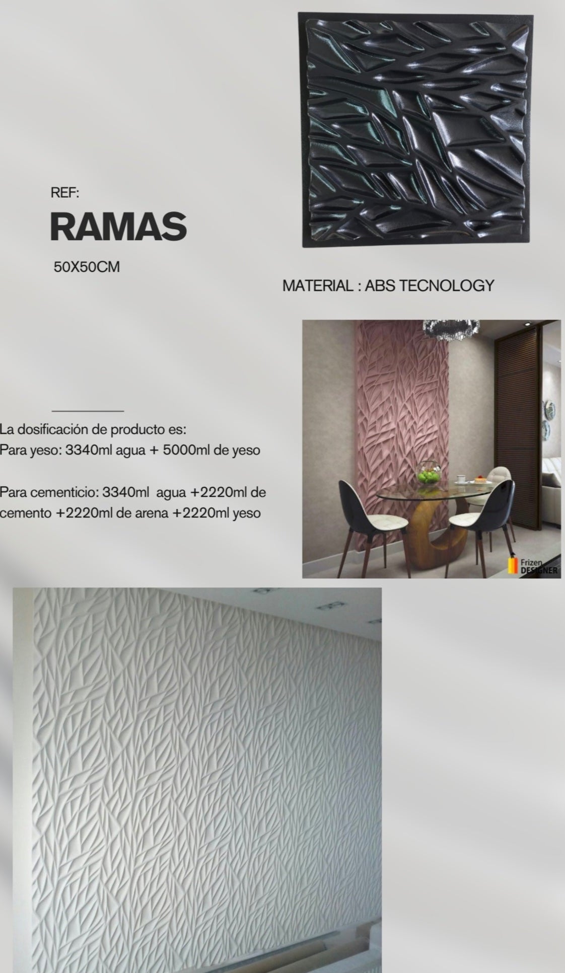 Molde ref: Ramas de 50x50cm en ABS hasta 800 copias (200m2 de fabricación )